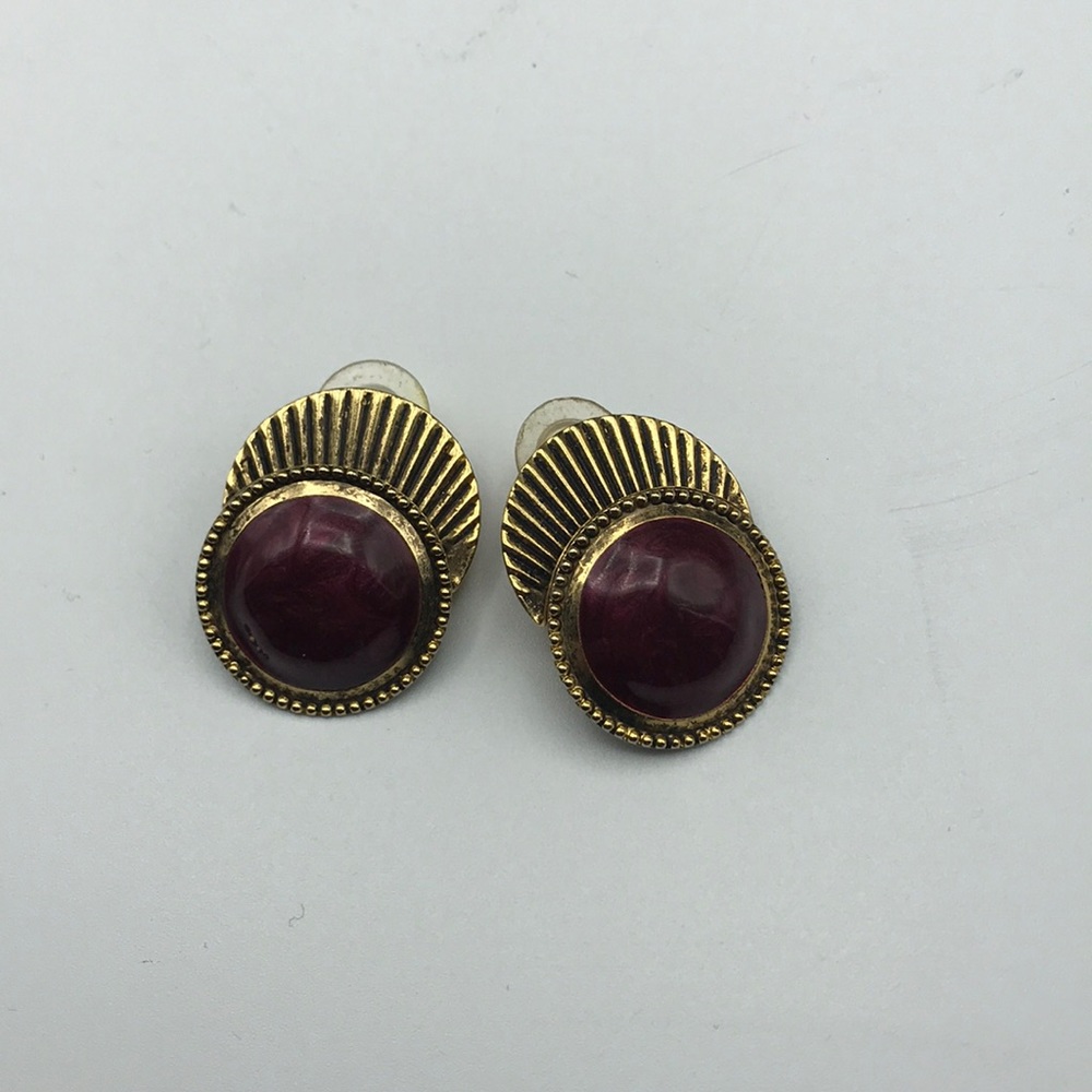 Vintage Purple and Glold Toned Push Back Earrings